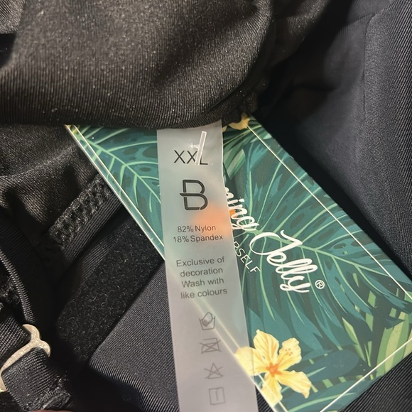 Blooming Jelly One Shoulder Slimming Black One Piece Swimsuit w/ Sheer Panels - Picture 12 of 12